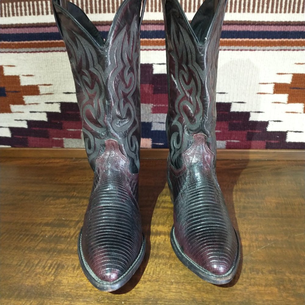 J. Chisholm Black Cherry Tegu Mens Boots Size 9 1/2D